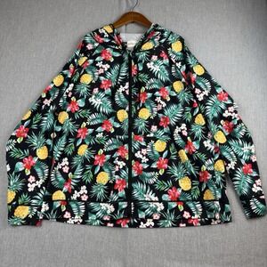 Hanna Nikole Womens Plus 24W Track Jacket Full Zip Long Sleeve Floral Hood